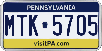 PA license plate MTK5705
