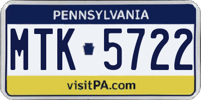 PA license plate MTK5722