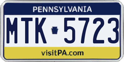 PA license plate MTK5723
