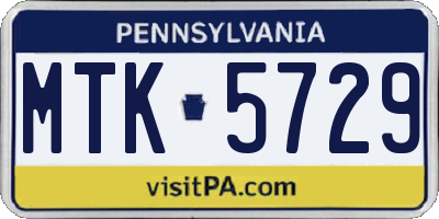 PA license plate MTK5729