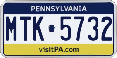 PA license plate MTK5732