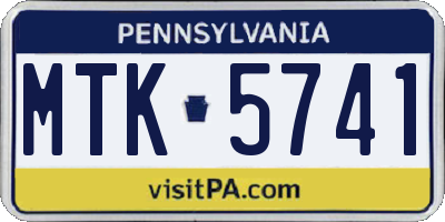 PA license plate MTK5741