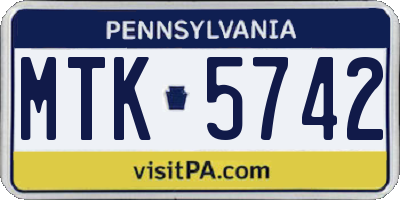 PA license plate MTK5742
