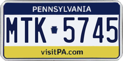 PA license plate MTK5745