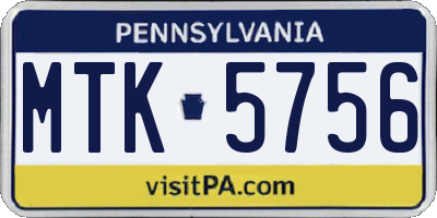 PA license plate MTK5756