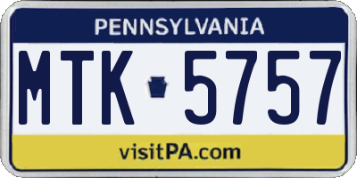 PA license plate MTK5757