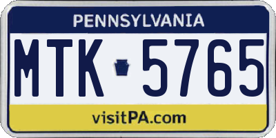 PA license plate MTK5765