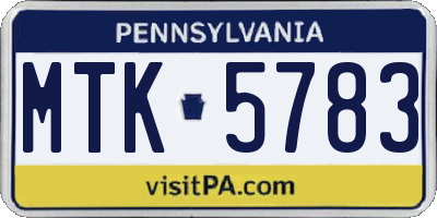 PA license plate MTK5783