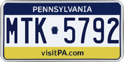 PA license plate MTK5792