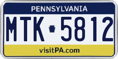 PA license plate MTK5812
