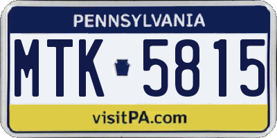 PA license plate MTK5815