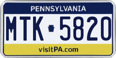PA license plate MTK5820