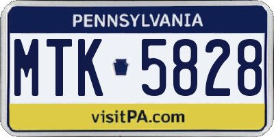 PA license plate MTK5828