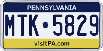 PA license plate MTK5829