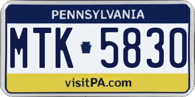 PA license plate MTK5830