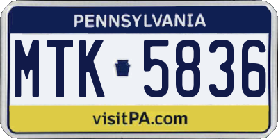 PA license plate MTK5836