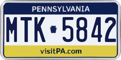 PA license plate MTK5842