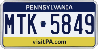 PA license plate MTK5849