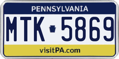 PA license plate MTK5869