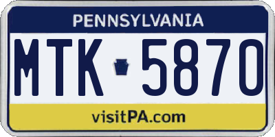 PA license plate MTK5870