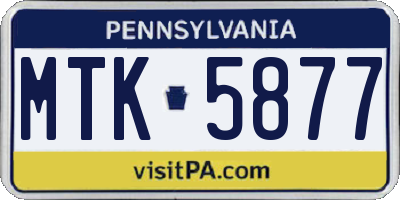PA license plate MTK5877