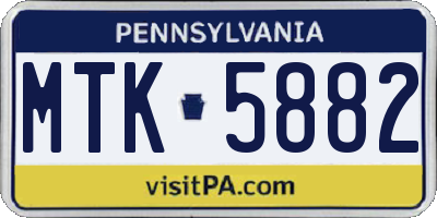 PA license plate MTK5882
