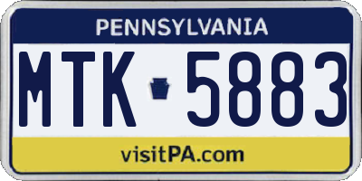 PA license plate MTK5883