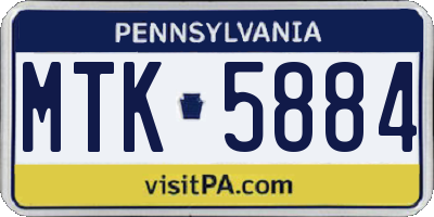 PA license plate MTK5884