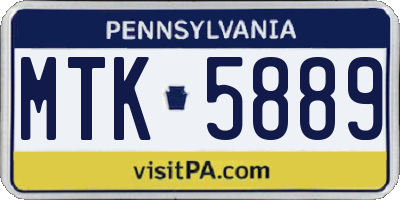 PA license plate MTK5889