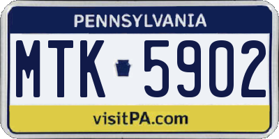 PA license plate MTK5902