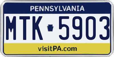 PA license plate MTK5903