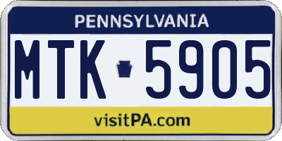 PA license plate MTK5905