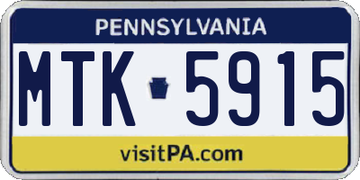 PA license plate MTK5915