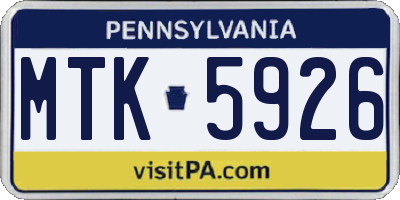 PA license plate MTK5926