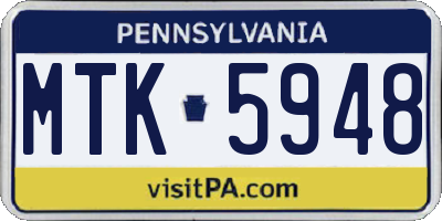 PA license plate MTK5948
