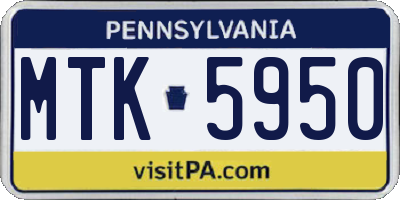 PA license plate MTK5950