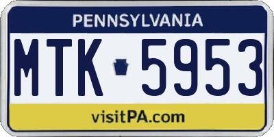 PA license plate MTK5953