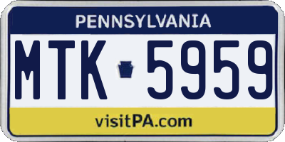 PA license plate MTK5959