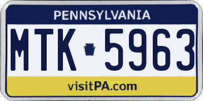 PA license plate MTK5963