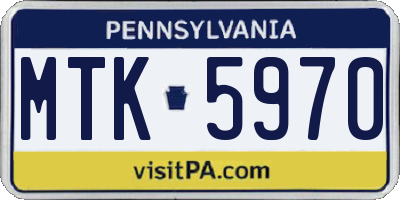 PA license plate MTK5970