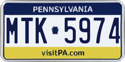 PA license plate MTK5974