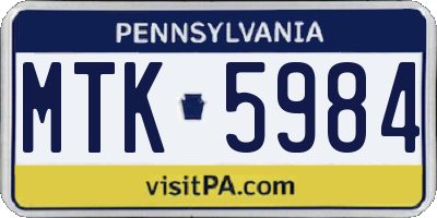 PA license plate MTK5984