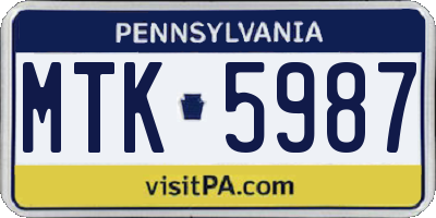 PA license plate MTK5987