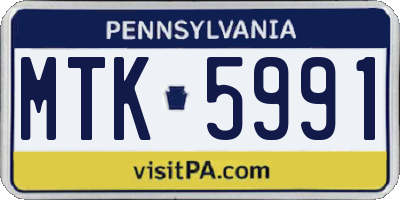 PA license plate MTK5991