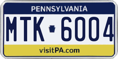 PA license plate MTK6004