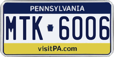 PA license plate MTK6006