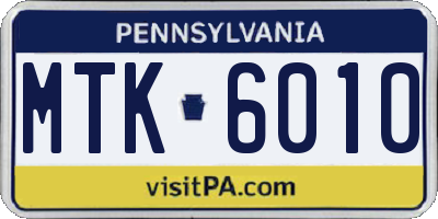PA license plate MTK6010