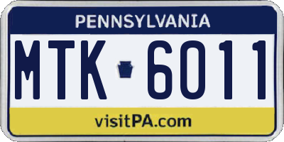 PA license plate MTK6011