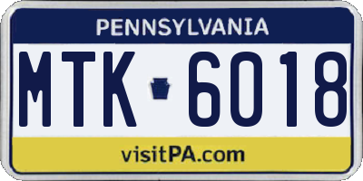 PA license plate MTK6018