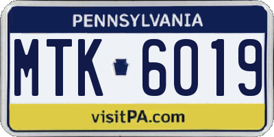 PA license plate MTK6019